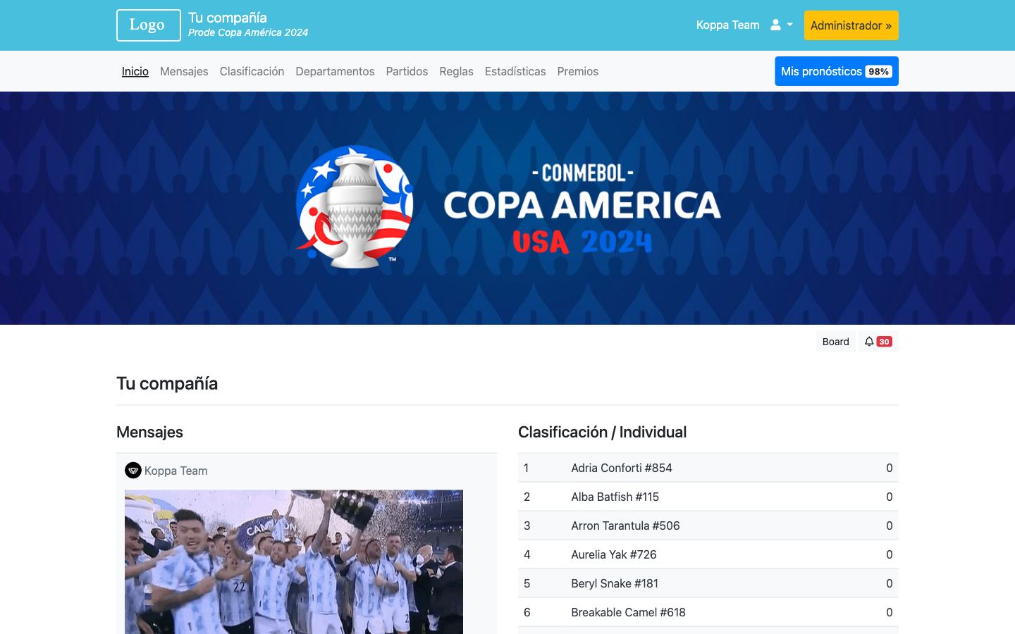 Prode Copa América 2024 Home